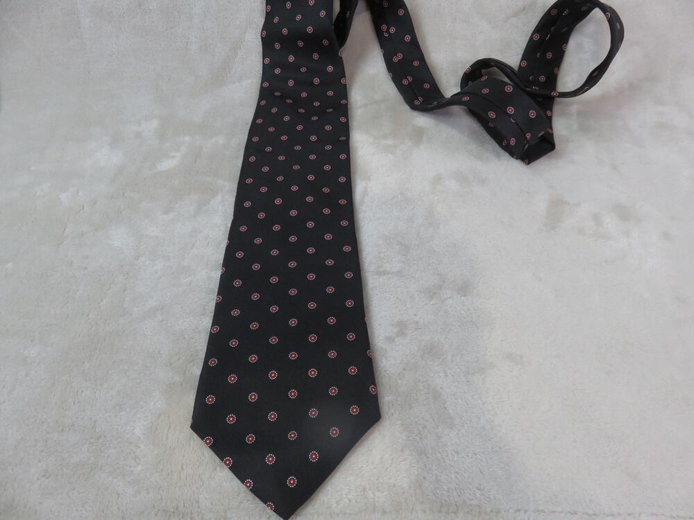 Vintage Bert Pulitzer Tie All Silk Black/Red Floral Men's Neck Tie 4"x56"